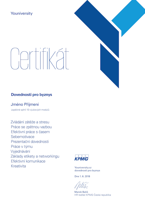 Certifikát KPMG
